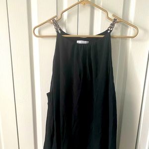 Black dressy tank top with chain link straps